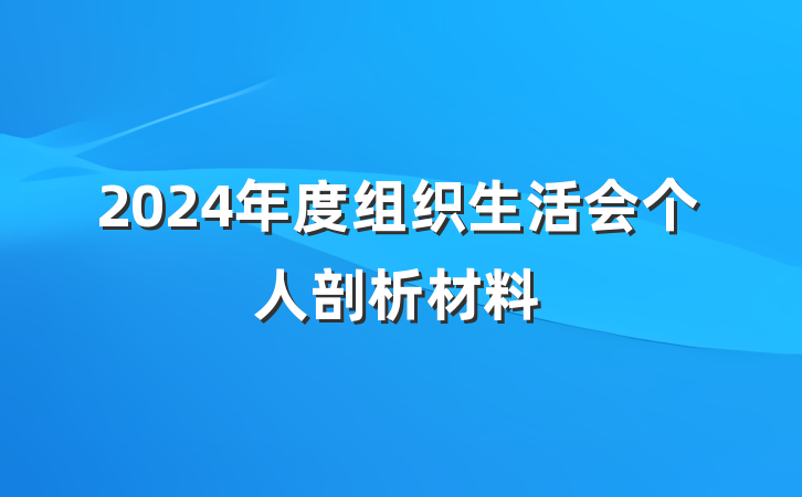 2024年度组织生活会个人剖析材料