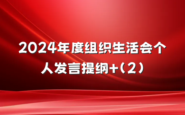 2024年度组织生活会个人发言提纲 (2)