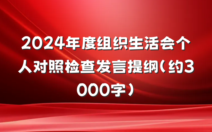 2024年度组织生活会个人对照检查发言提纲（约3000字）