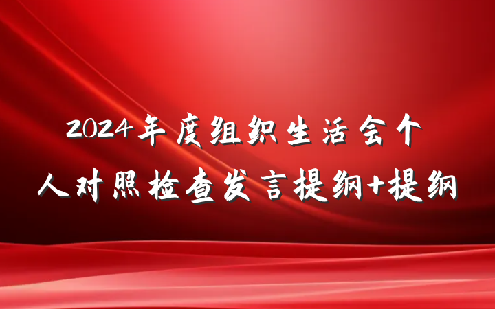 2024年度组织生活会个人对照检查发言提纲 提纲