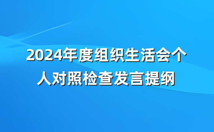 2024年度组织生活会个人对照检查发言提纲