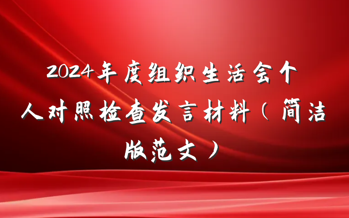 2024年度组织生活会个人对照检查发言材料（简洁版范文）