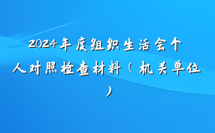 2024年度组织生活会个人对照检查材料（机关单位）