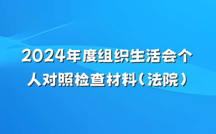2024年度组织生活会个人对照检查材料（法院）