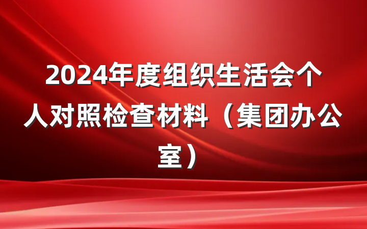 2024年度组织生活会个人对照检查材料（集团办公室）