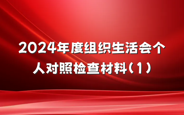 2024年度组织生活会个人对照检查材料（1）