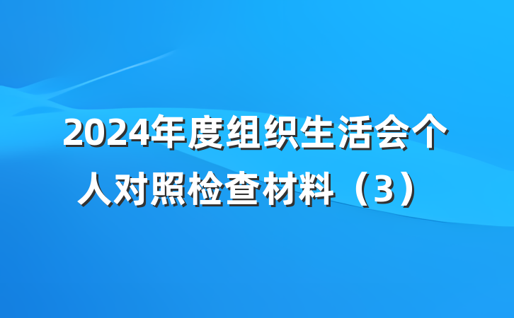 2024年度组织生活会个人对照检查材料(3)