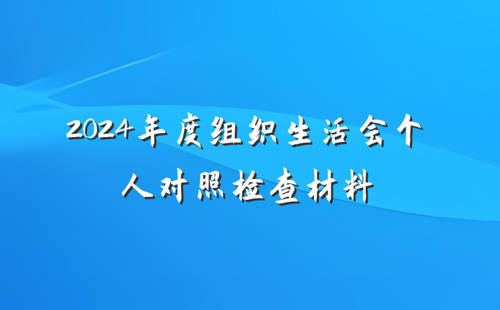2024年度组织生活会个人对照检查材料