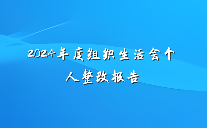 2024年度组织生活会个人整改报告