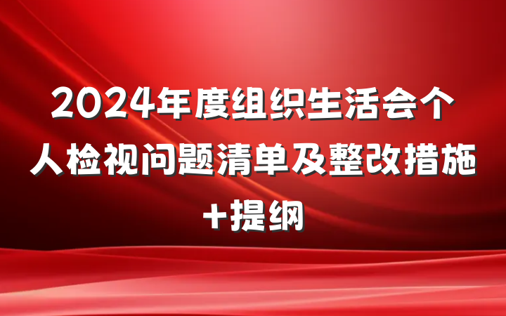 2024年度组织生活会个人检视问题清单及整改措施 提纲
