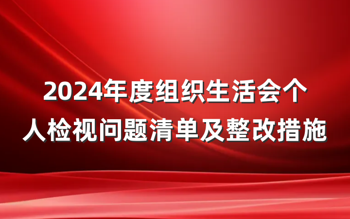 2024年度组织生活会个人检视问题清单及整改措施