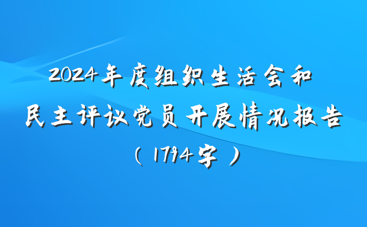 2024年度组织生活会和民主评议党员开展情况报告（1794字）