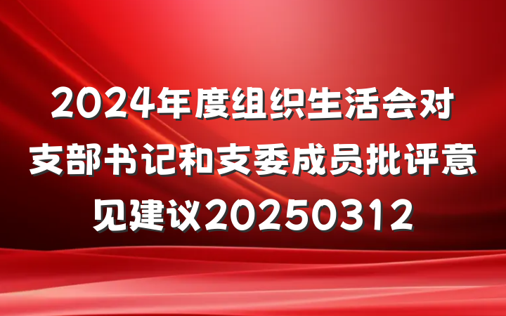 2024年度组织生活会对支部书记和支委成员批评意见建议20250312