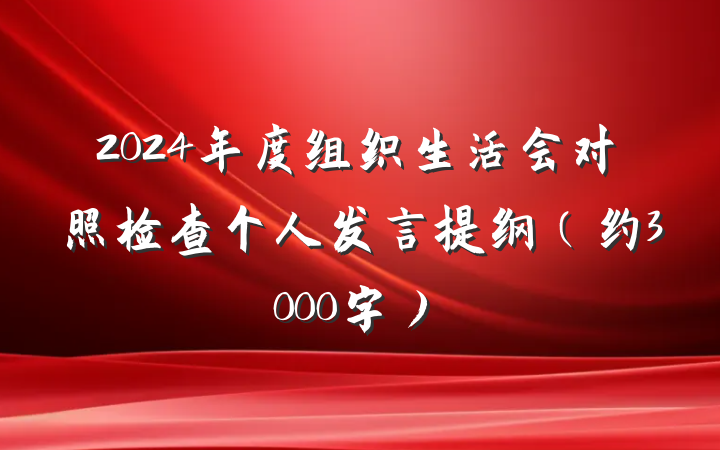 2024年度组织生活会对照检查个人发言提纲(约3000字)