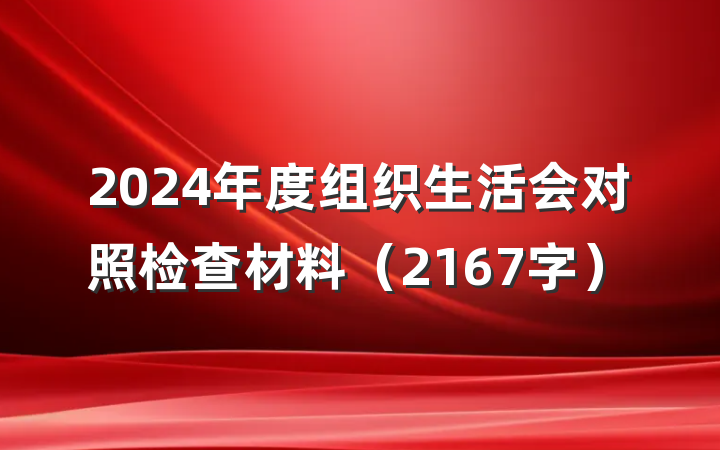 2024年度组织生活会对照检查材料（2167字）