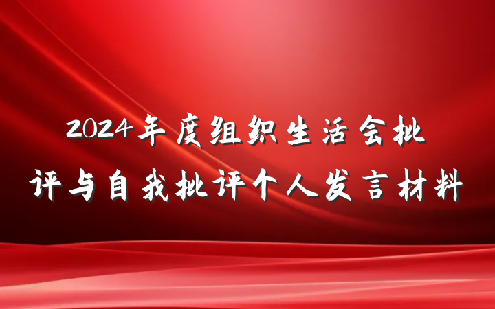 2024年度组织生活会批评与自我批评个人发言材料