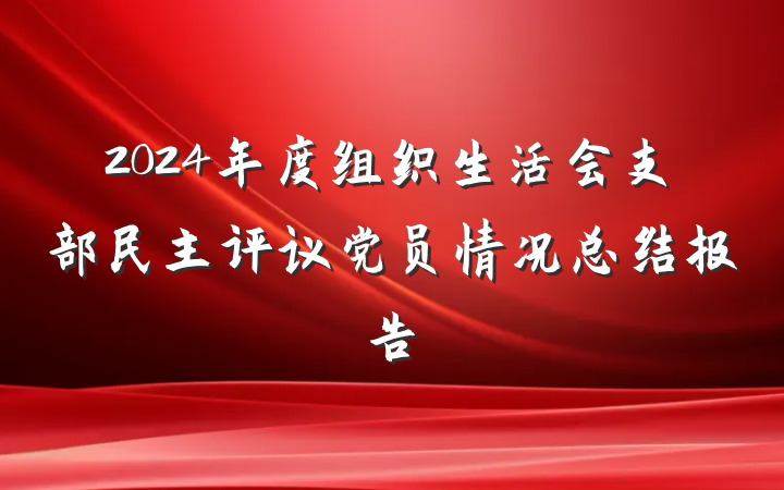 2024年度组织生活会支部民主评议党员情况总结报告