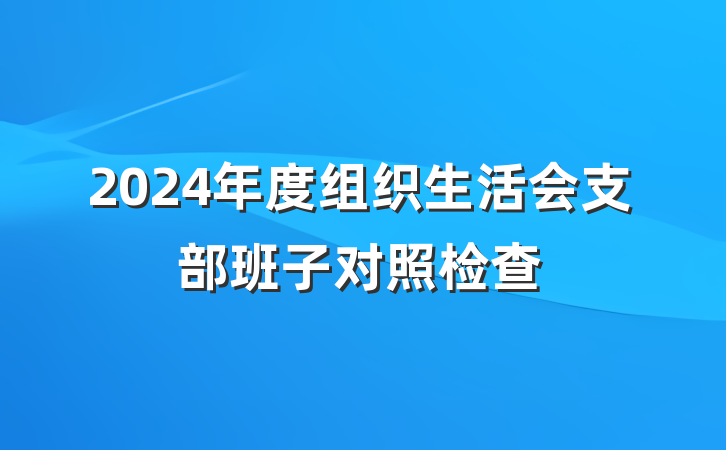 2024年度组织生活会支部班子对照检查