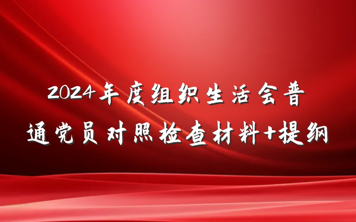 2024年度组织生活会普通党员对照检查材料 提纲