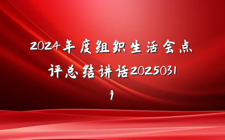 2024年度组织生活会点评总结讲话20250319