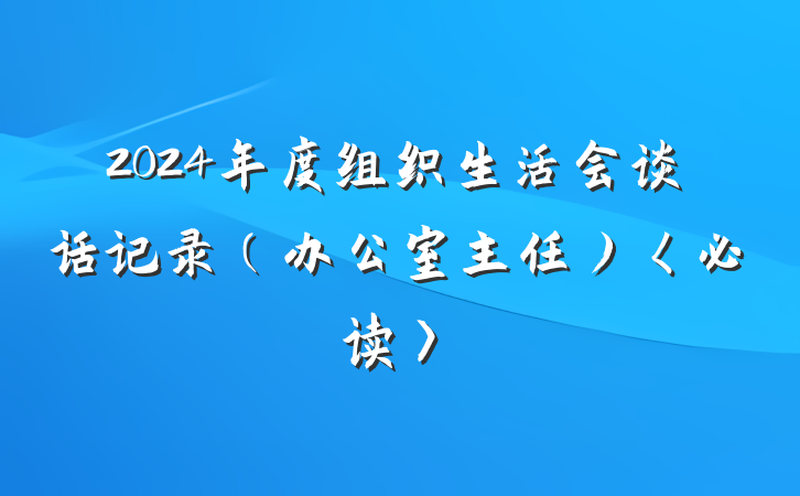 2024年度组织生活会谈话记录（办公室主任）〈必读〉