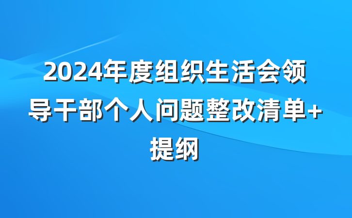 2024年度组织生活会领导干部个人问题整改清单 提纲