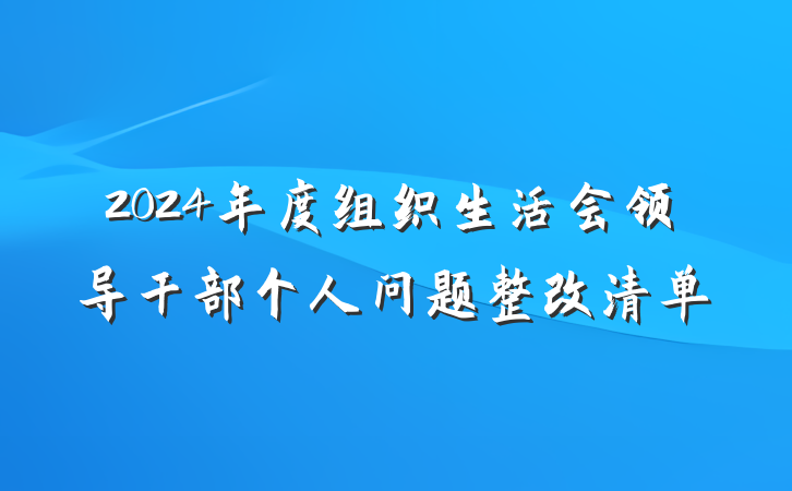 2024年度组织生活会领导干部个人问题整改清单
