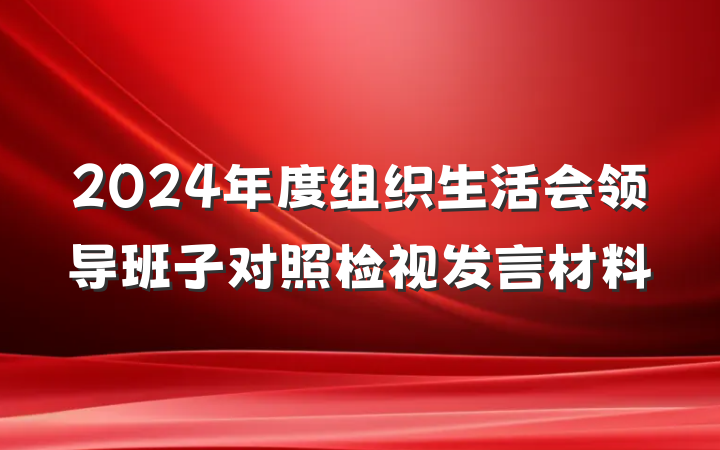 2024年度组织生活会领导班子对照检视发言材料