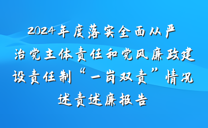 2024年度落实全面从严治党主体责任和党风廉政建设责任制“一岗双责”情况述责述廉报告