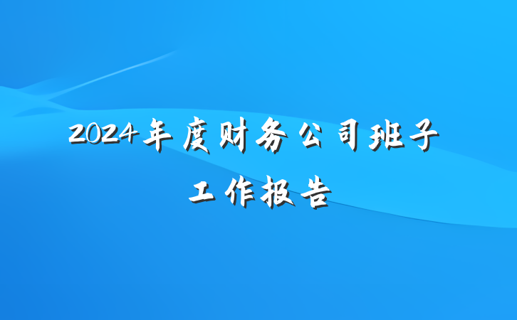 2024年度财务公司班子工作报告
