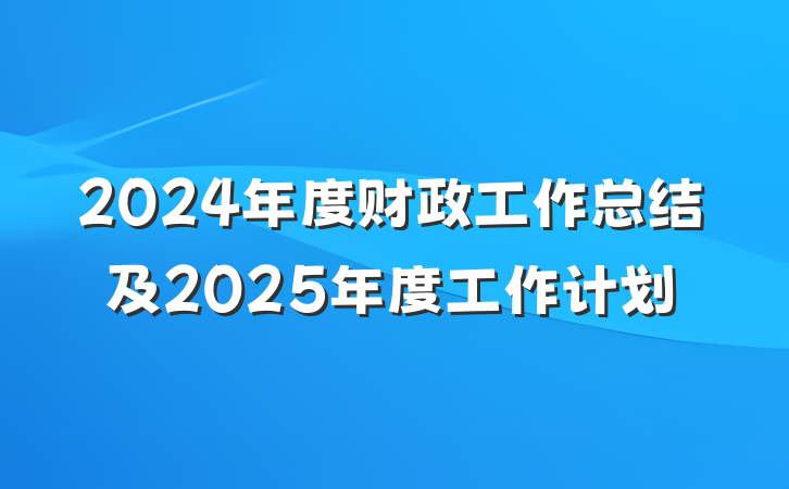 2024年度财政工作总结及2025年度工作计划