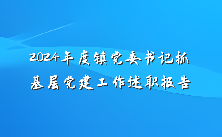 2024年度镇党委书记抓基层党建工作述职报告