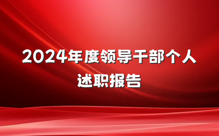 2024年度领导干部个人述职报告