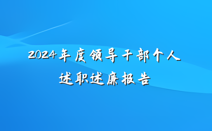 2024年度领导干部个人述职述廉报告