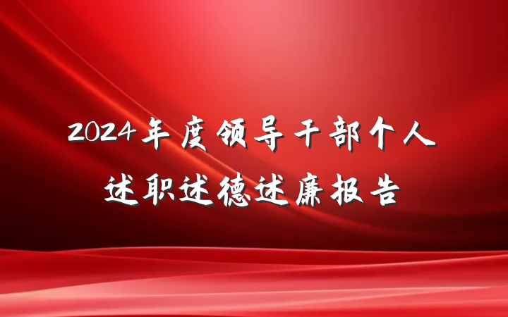 2024年度领导干部个人述职述德述廉报告