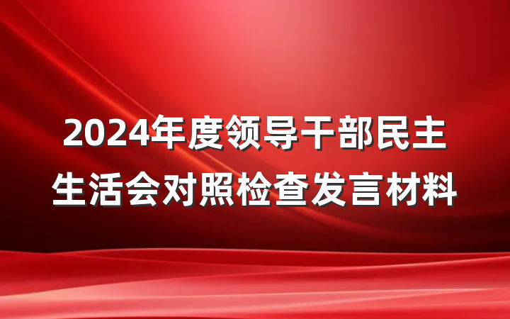 2024年度领导干部民主生活会对照检查发言材料