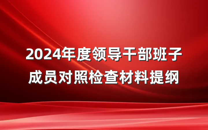 2024年度领导干部班子成员对照检查材料提纲