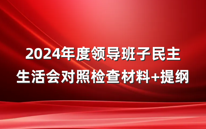 2024年度领导班子民主生活会对照检查材料 提纲