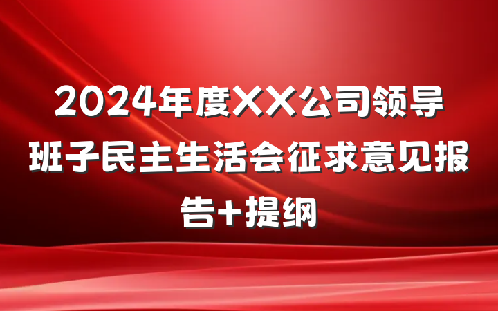 2024年度XX公司领导班子民主生活会征求意见报告 提纲
