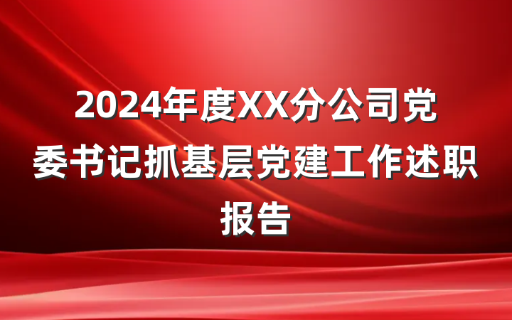2024年度XX分公司党委书记抓基层党建工作述职报告