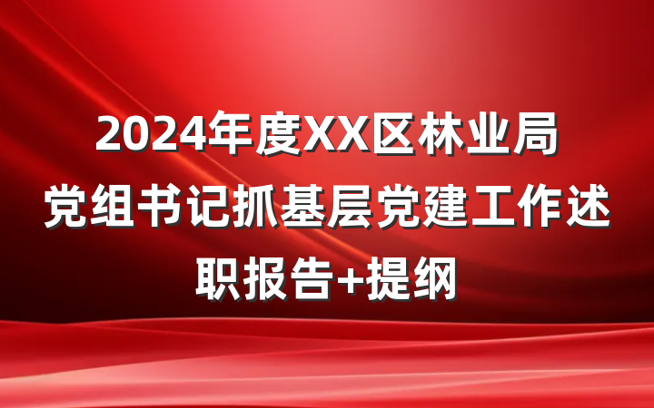 2024年度XX区林业局党组书记抓基层党建工作述职报告 提纲