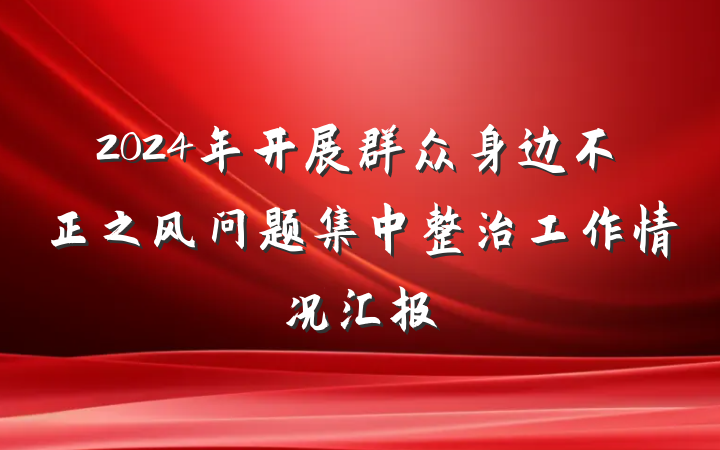 2024年开展群众身边不正之风问题集中整治工作情况汇报