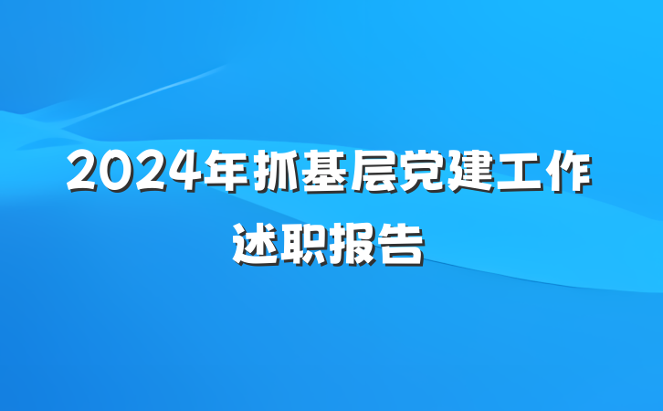 2024年抓基层党建工作述职报告
