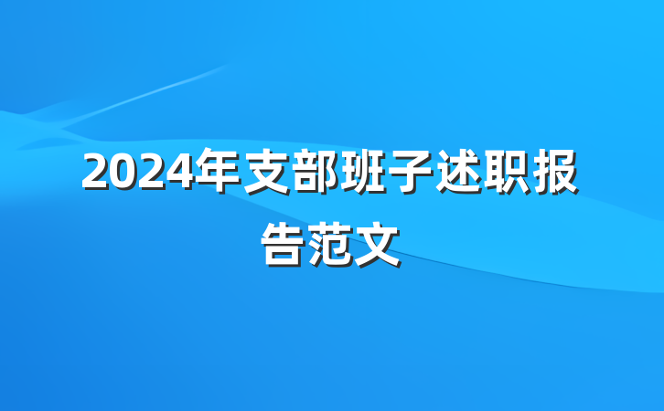 2024年支部班子述职报告范文