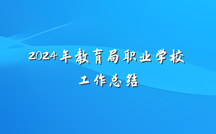 2024年教育局职业学校工作总结