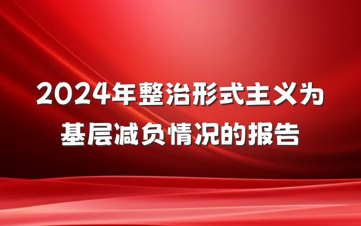 2024年整治形式主义为基层减负情况的报告