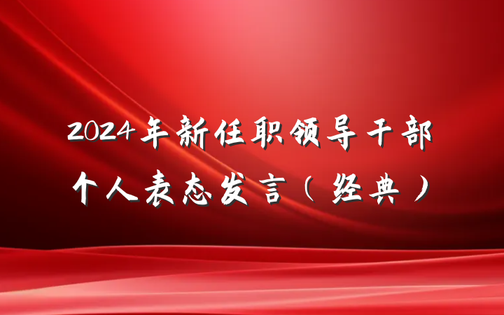 2024年新任职领导干部个人表态发言（经典）
