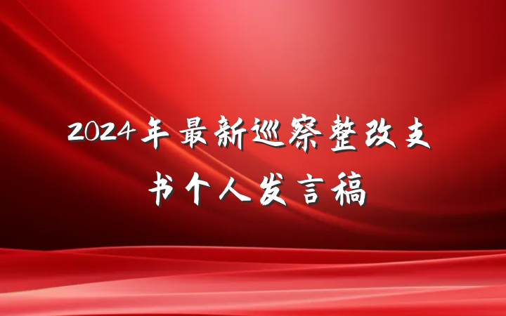 2024年最新巡察整改支书个人发言稿