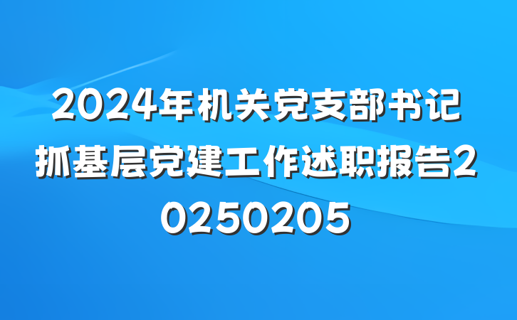 2024年机关党支部书记抓基层党建工作述职报告20250205