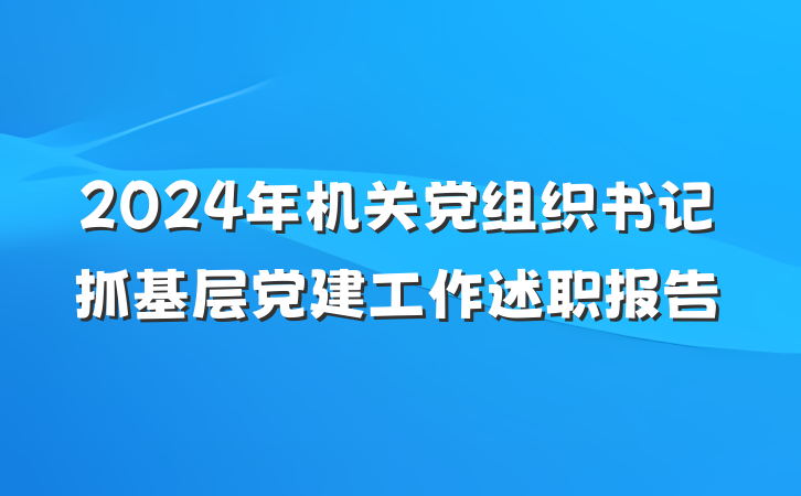 2024年机关党组织书记抓基层党建工作述职报告